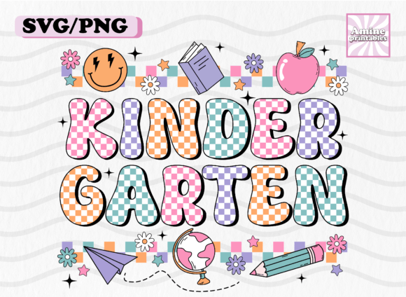 Retro Checkered Kindergarten SVG: Graphics for Crafts
