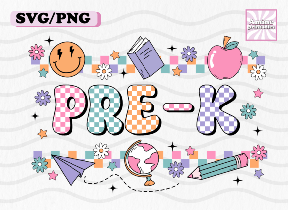 Retro Checkered Pre K Groovy School SVG: Graphics for Crafts