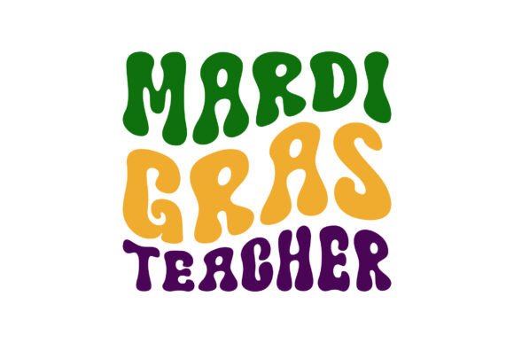 Retro Wavy Mardi Gras Teacher Graphics for Crafts