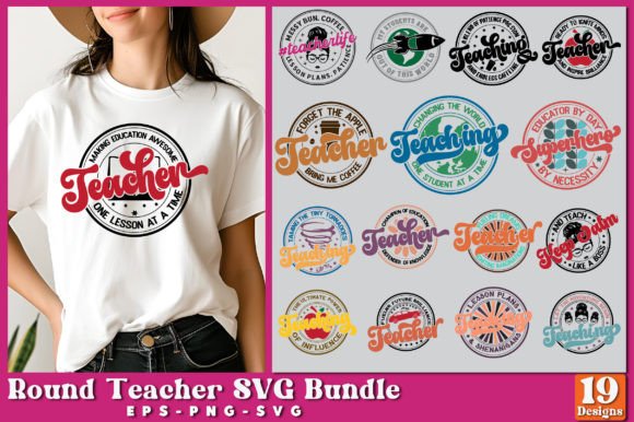 Round Teacher SVG Bundle: Graphics for Crafts