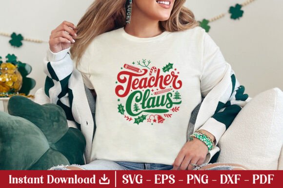 Teacher Claus SVG: Festive Graphics for Crafts